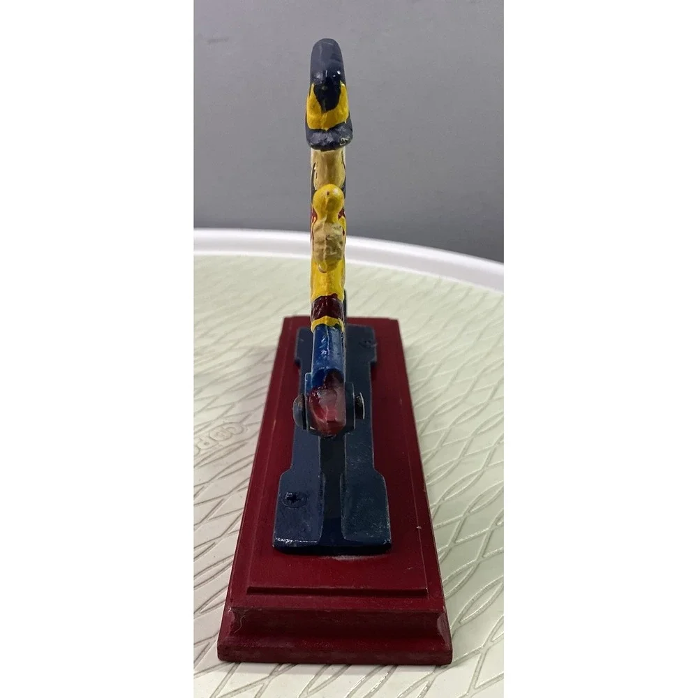 Vintage Cast Iron Nut Cracker Painted‎ on Mounted Wood Base Christmas 6x7.5x2